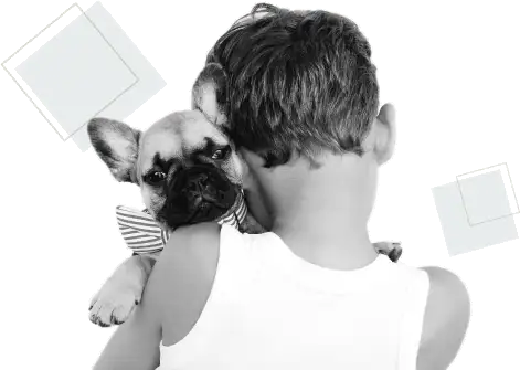 boy holding puppy